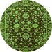 Round Machine Washable Abstract Green Modern Area Rugs, wshabs470grn