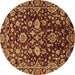 Round Abstract Brown Modern Rug, abs470brn