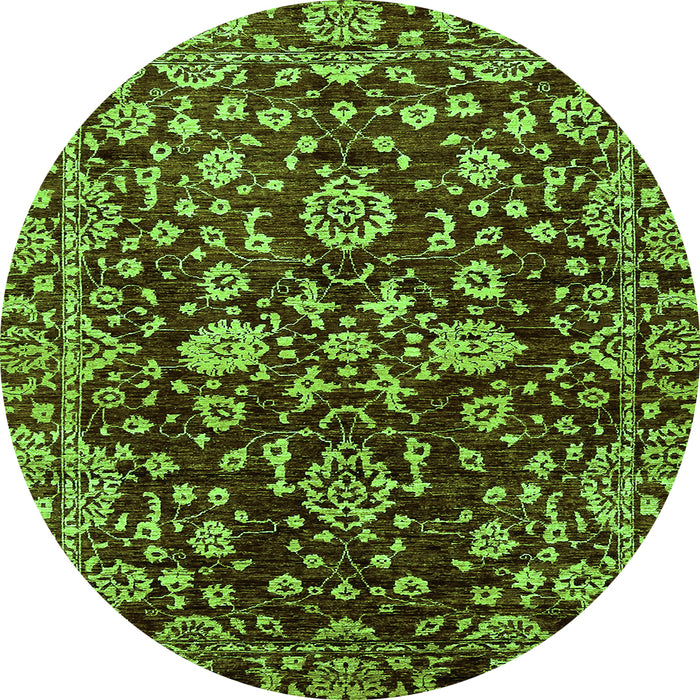 Round Abstract Green Modern Rug, abs470grn