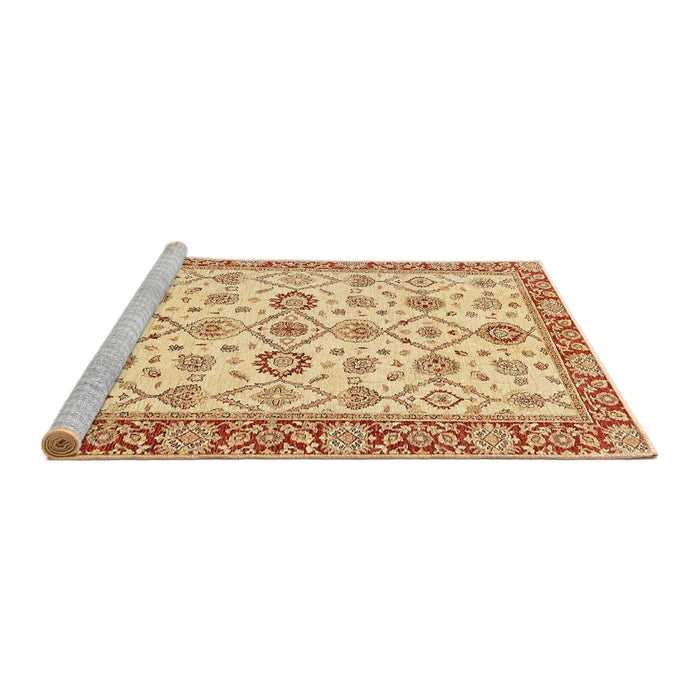 Sideview of Machine Washable Abstract Mustard Yellow Rug, wshabs471