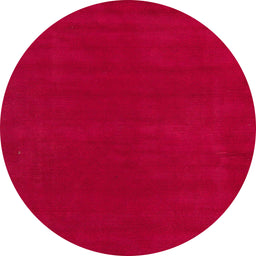 Round Machine Washable Abstract Red Rug, wshabs4710