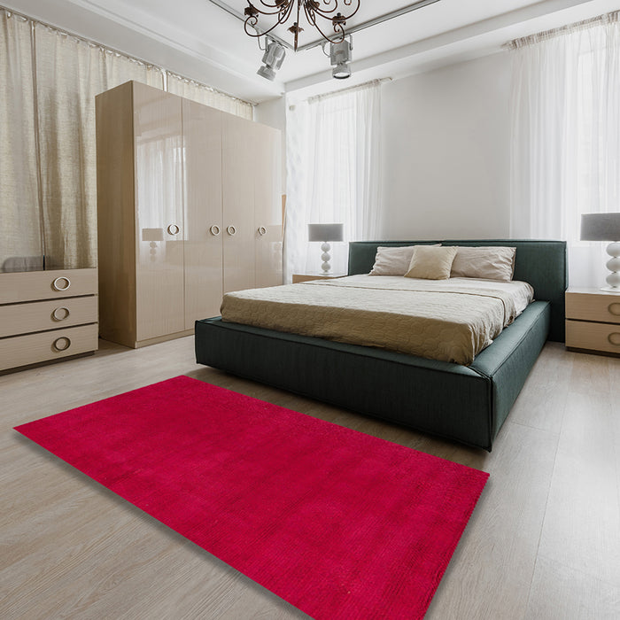 Abstract Red Modern Rug in a Bedroom, abs4710