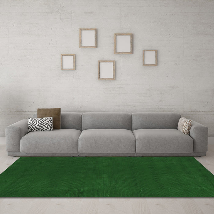 Machine Washable Abstract Emerald Green Modern Area Rugs in a Living Room,, wshabs4710emgrn