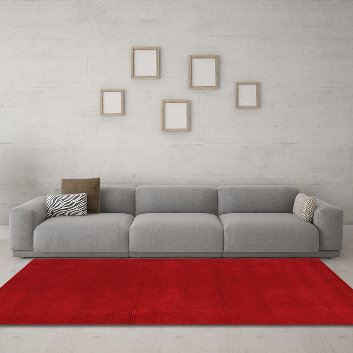 Machine Washable Abstract Orange Modern Area Rugs in a Living Room, wshabs4710org