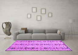 Machine Washable Abstract Purple Modern Area Rugs in a Living Room, wshabs4711pur