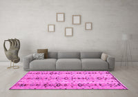 Machine Washable Abstract Pink Modern Rug, wshabs4711pnk