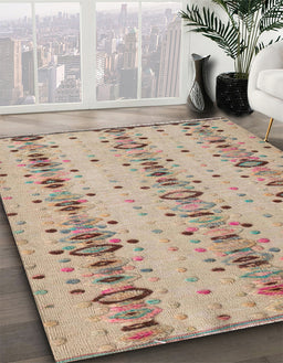 Abstract Orange Salmon Pink Modern Rug in Family Room, abs4711