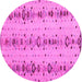 Round Abstract Pink Modern Rug, abs4711pnk