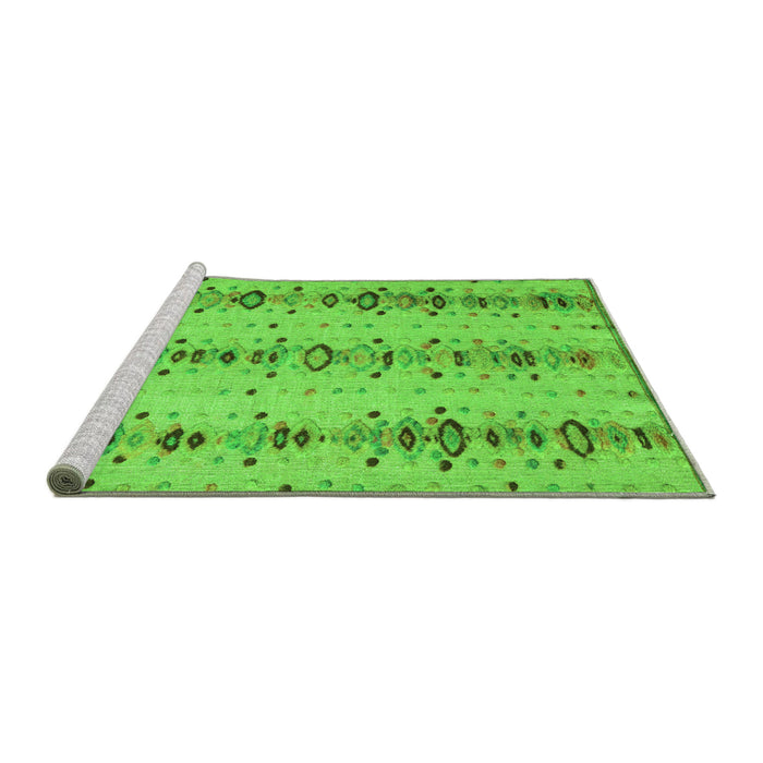 Sideview of Machine Washable Abstract Green Modern Area Rugs, wshabs4711grn