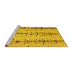 Sideview of Machine Washable Abstract Yellow Modern Rug, wshabs4711yw