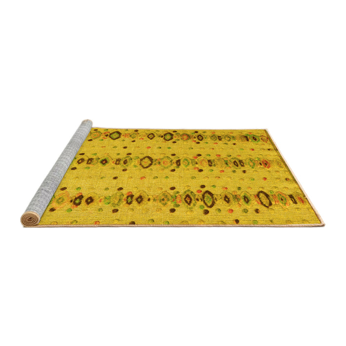 Sideview of Machine Washable Abstract Yellow Modern Rug, wshabs4711yw