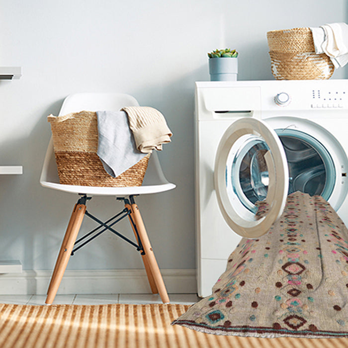 Machine Washable Abstract Orange Salmon Pink Rug in a Washing Machine, wshabs4711