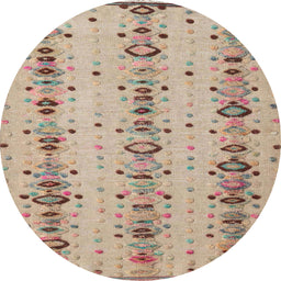 Round Machine Washable Abstract Orange Salmon Pink Rug, wshabs4711