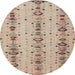 Round Machine Washable Abstract Orange Salmon Pink Rug, wshabs4711