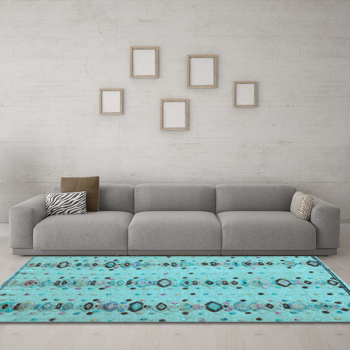 Machine Washable Abstract Light Blue Modern Rug in a Living Room, wshabs4711lblu