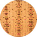 Round Machine Washable Abstract Orange Modern Area Rugs, wshabs4711org