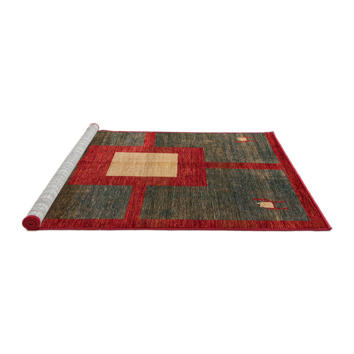 Sideview of Machine Washable Abstract Tomato Red Rug, wshabs4712