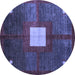 Round Abstract Blue Modern Rug, abs4712blu