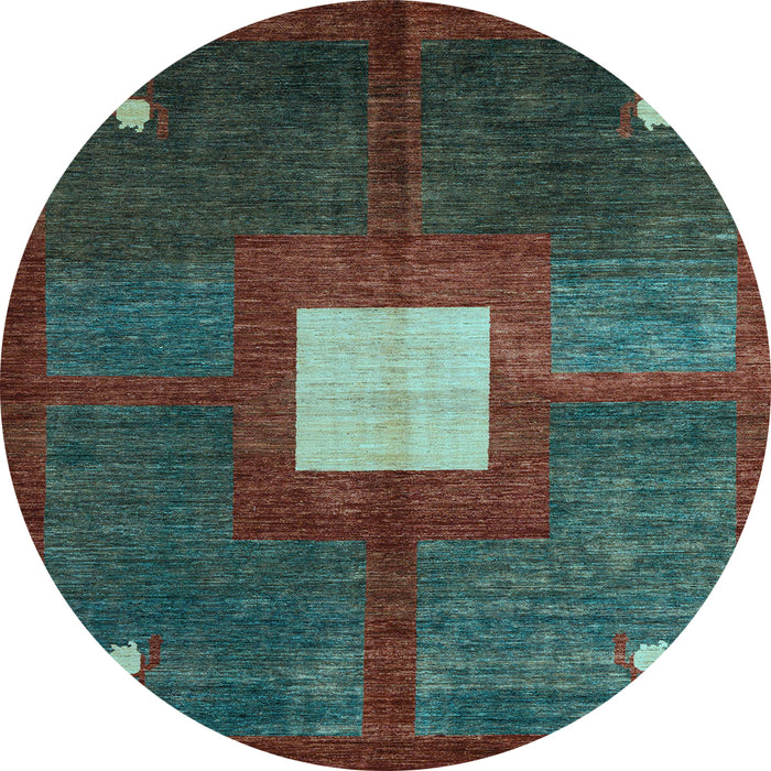 Round Abstract Light Blue Modern Rug, abs4712lblu