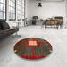 Round Abstract Red Modern Rug in a Office, abs4712