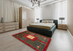 Abstract Red Modern Rug in a Bedroom, abs4712