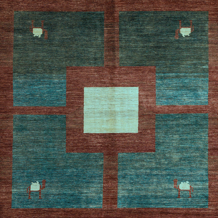 Square Abstract Light Blue Modern Rug, abs4712lblu