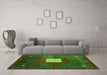 Machine Washable Abstract Green Modern Area Rugs in a Living Room,, wshabs4712grn