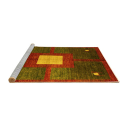 Sideview of Machine Washable Abstract Yellow Modern Rug, wshabs4712yw