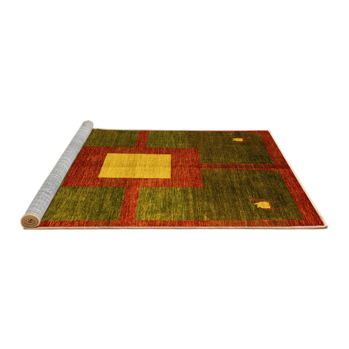Sideview of Machine Washable Abstract Yellow Modern Rug, wshabs4712yw