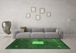 Machine Washable Abstract Emerald Green Modern Area Rugs in a Living Room,, wshabs4712emgrn