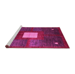 Sideview of Machine Washable Abstract Pink Modern Rug, wshabs4712pnk
