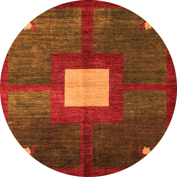 Round Abstract Orange Modern Rug, abs4712org