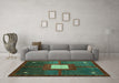 Machine Washable Abstract Turquoise Modern Area Rugs in a Living Room,, wshabs4712turq