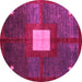 Round Machine Washable Abstract Pink Modern Rug, wshabs4712pnk