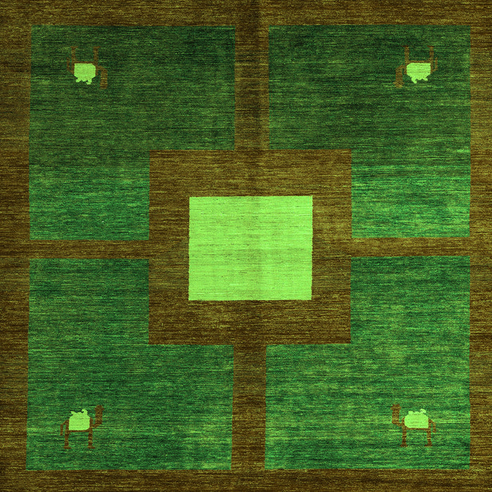 Square Abstract Green Modern Rug, abs4712grn