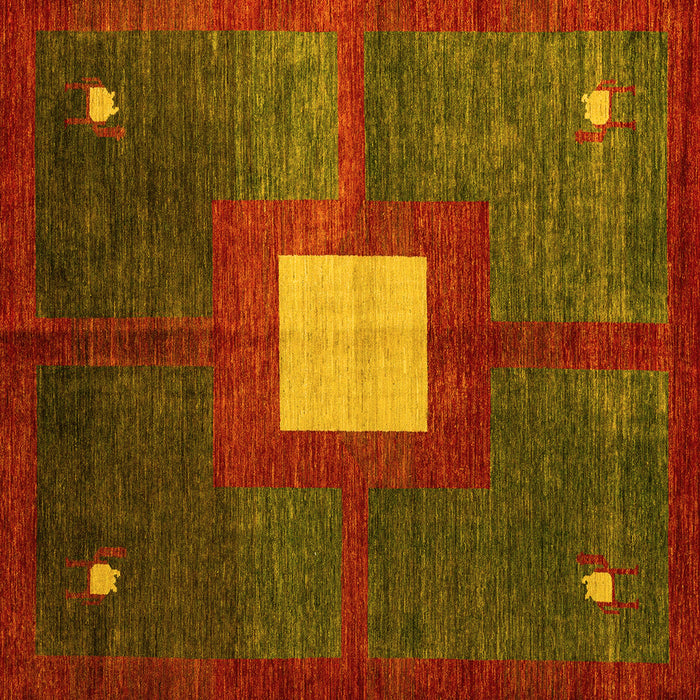 Square Abstract Yellow Modern Rug, abs4712yw
