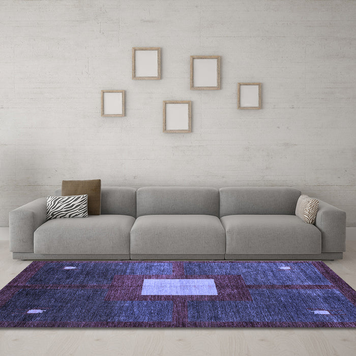 Machine Washable Abstract Blue Modern Rug in a Living Room, wshabs4712blu