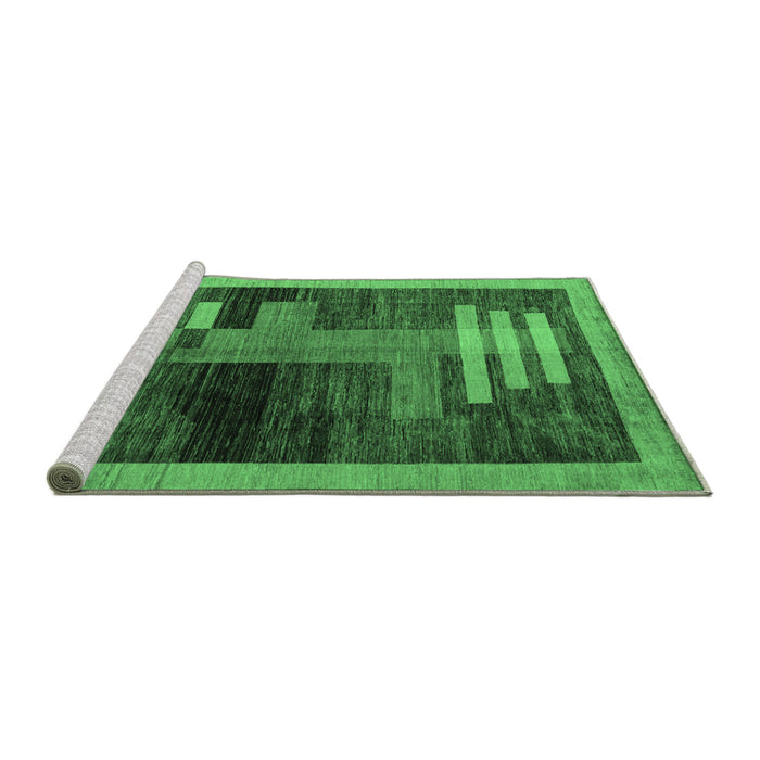 Sideview of Machine Washable Abstract Emerald Green Modern Area Rugs, wshabs4713emgrn
