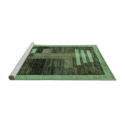 Sideview of Machine Washable Abstract Turquoise Modern Area Rugs, wshabs4713turq