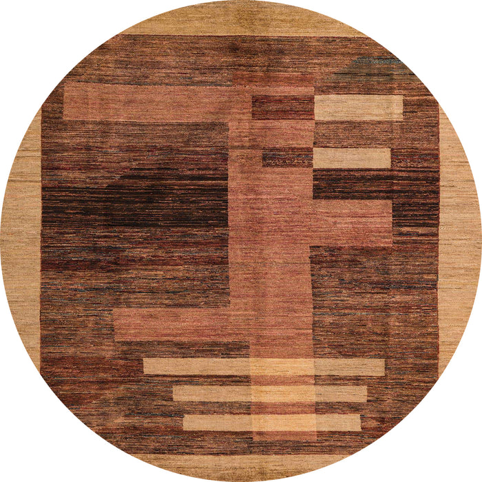 Round Machine Washable Abstract Orange Rug, wshabs4713