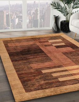 Machine Washable Abstract Orange Rug in a Family Room, wshabs4713