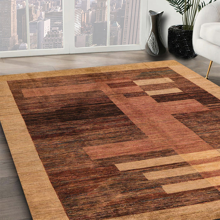 Machine Washable Abstract Orange Rug in a Family Room, wshabs4713