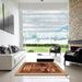 Square Abstract Orange Modern Rug in a Living Room, abs4713