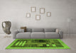 Machine Washable Abstract Green Modern Area Rugs in a Living Room,, wshabs4713grn