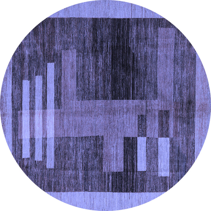 Round Machine Washable Abstract Blue Modern Rug, wshabs4713blu