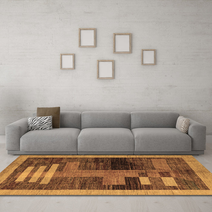Machine Washable Abstract Brown Modern Rug in a Living Room,, wshabs4713brn