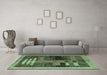 Machine Washable Abstract Turquoise Modern Area Rugs in a Living Room,, wshabs4713turq