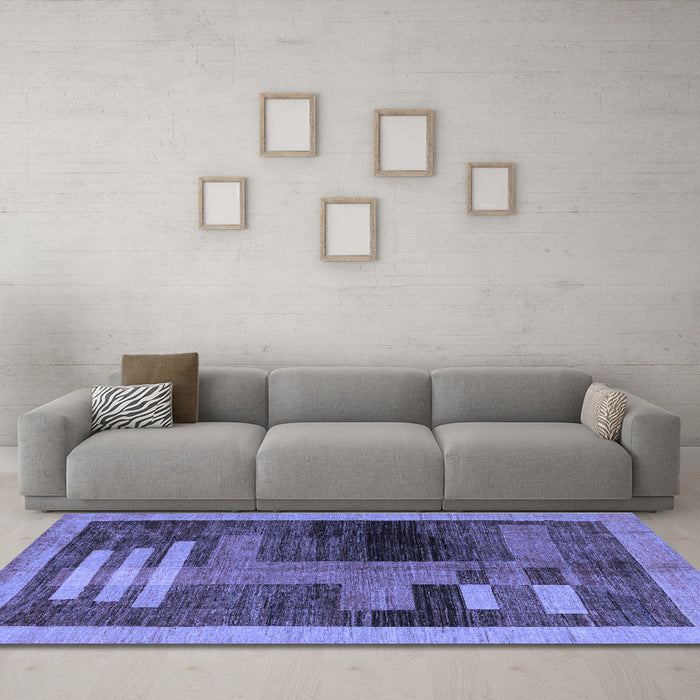 Machine Washable Abstract Blue Modern Rug in a Living Room, wshabs4713blu