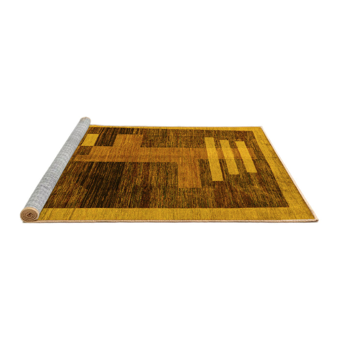 Sideview of Machine Washable Abstract Yellow Modern Rug, wshabs4713yw