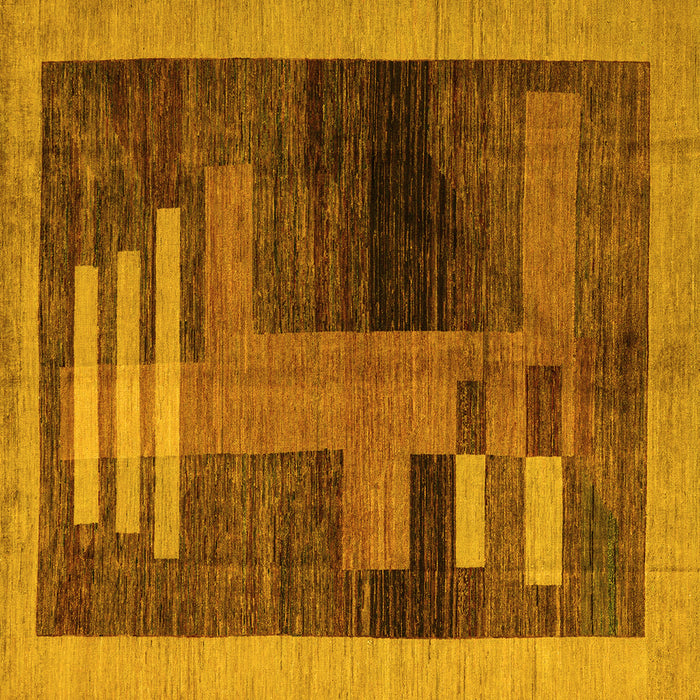 Square Machine Washable Abstract Yellow Modern Rug, wshabs4713yw